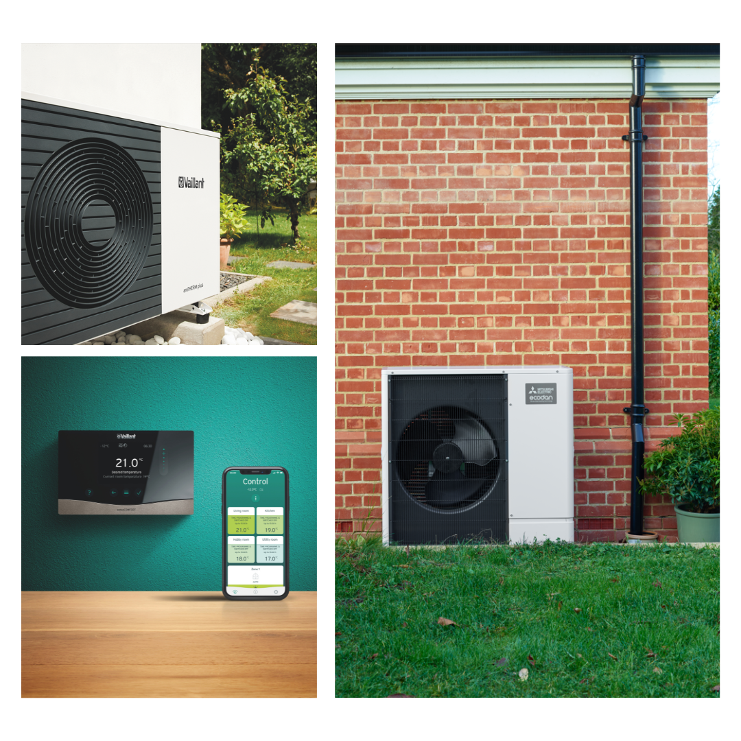 vaillant, mitsubishi air source heat pump